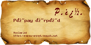 Pápay Árpád névjegykártya